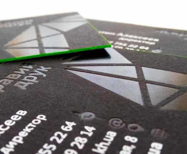 Foil stamping: black gloss + white matte. Laminated board. Tinted card edge.